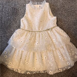 Janie & Jack Beautiful White & Gold Dress